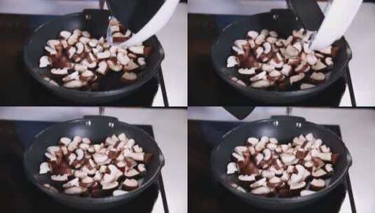 炒制香菇蘑菇高清在线视频素材下载