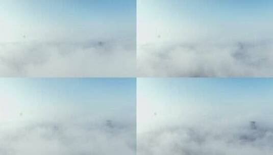 浦西清晨平流雾航拍高清在线视频素材下载