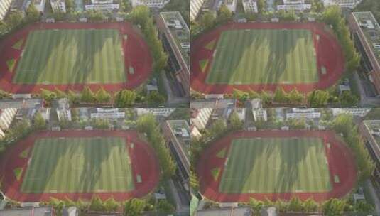 上海交通大学徐家汇校区足球场4K航拍高清在线视频素材下载