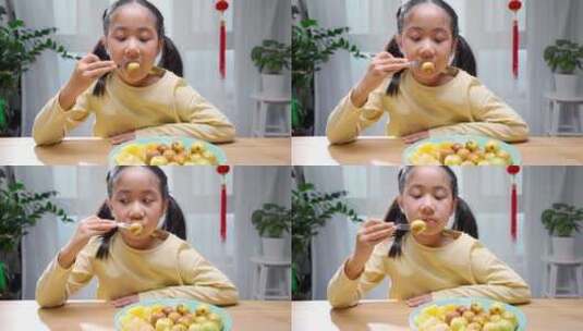 休息吃水果的中国女孩高清在线视频素材下载