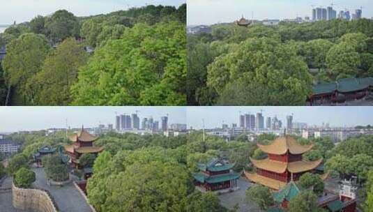 湖南岳阳洞庭湖岳阳楼旅游景区航拍视频高清在线视频素材下载