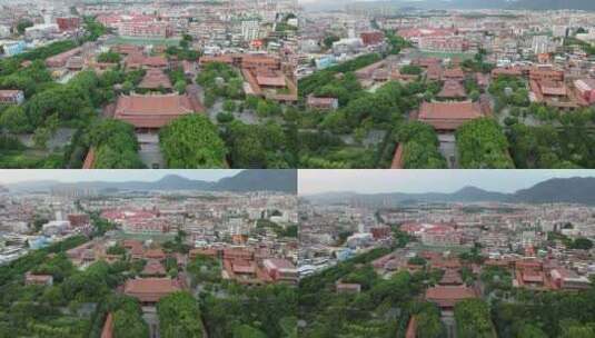 泉州开元寺东西塔特写西街钟楼航拍市区大景高清在线视频素材下载