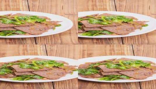 香菜拌牛肉美食4k视频竖版高清在线视频素材下载