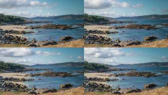 一片布满岩石的美丽海滩高清在线视频素材下载
