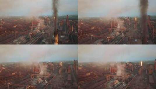 工业生产工厂冶金钢材航拍视频4K烟气来自ch高清在线视频素材下载