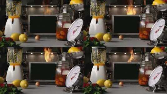 厨房的烹饪用具高清在线视频素材下载