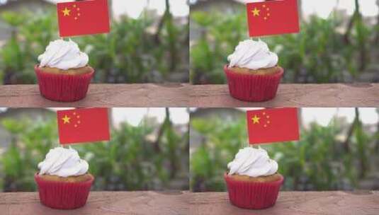 中国国庆节的纸杯蛋糕高清在线视频素材下载
