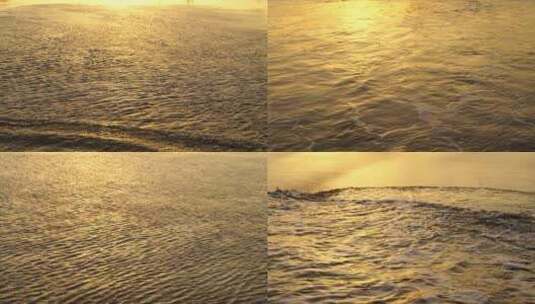 夕阳下水面金色海面波浪阳光沙滩海水冲刷击高清在线视频素材下载