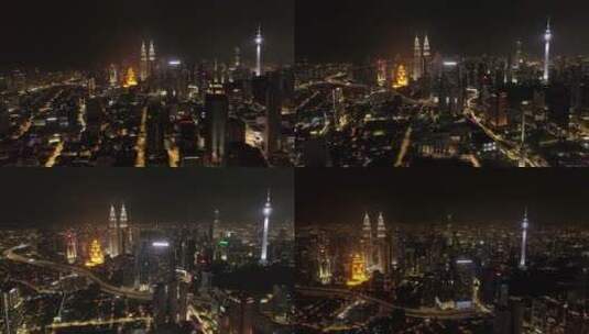 4K吉隆坡夜景航拍高清在线视频素材下载