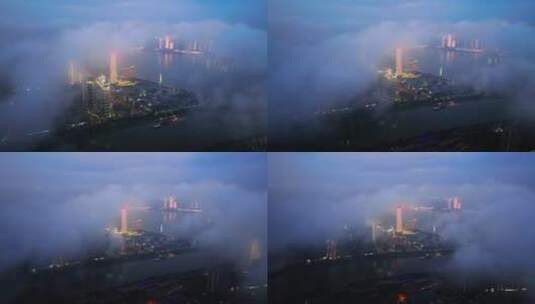 北辰三角洲平流雾4KHDR航拍高清在线视频素材下载