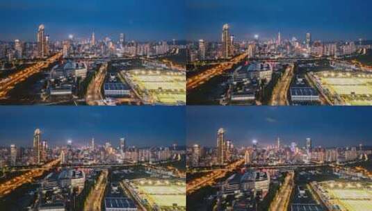 4k延时航拍深圳车公庙繁华夜景建筑群高清在线视频素材下载