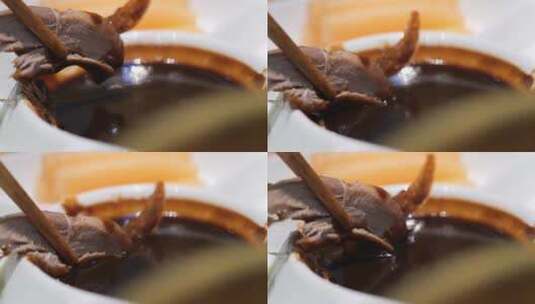 烤鸭鸭肉蘸酱高清在线视频素材下载