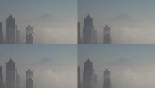 雾中的火山景观高清在线视频素材下载