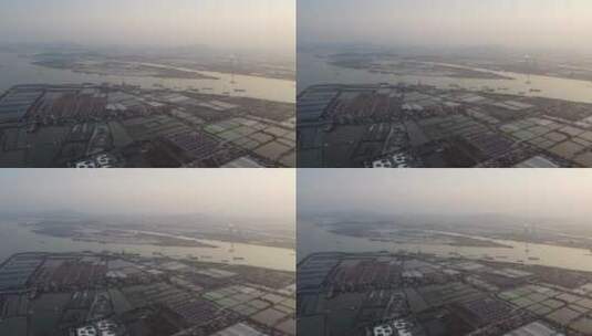 广东省广州市南沙区海上渔业养殖场航拍高清在线视频素材下载