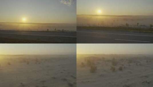新疆日出沙漠公路高清在线视频素材下载