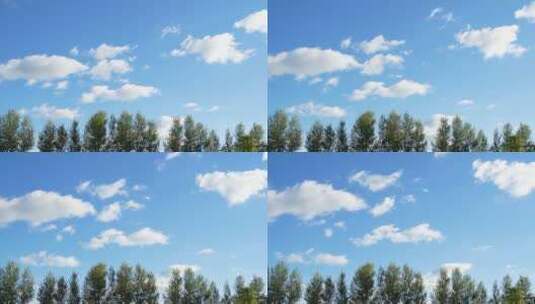 绿树蓝天白云缩时长视频自然景色风光高清在线视频素材下载