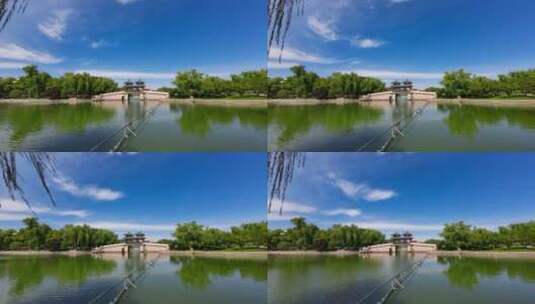 北京龙潭湖公园双星桥高清在线视频素材下载