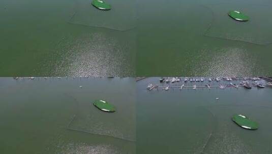 游艇大海防波堤高清航拍-1 发现式镜头高清在线视频素材下载