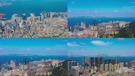 港口城市航拍 海滨城市航拍高清在线视频素材下载