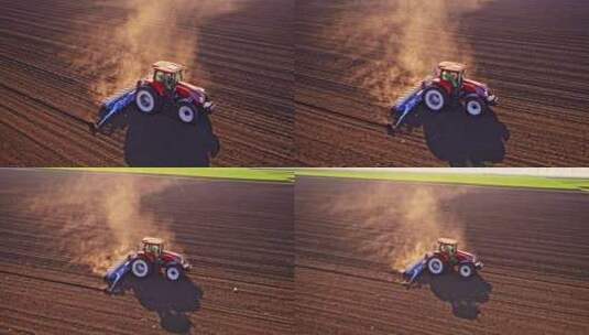 在农田里耕作的农业机械高清在线视频素材下载