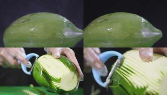 木瓜去皮擦丝升格高清在线视频素材下载