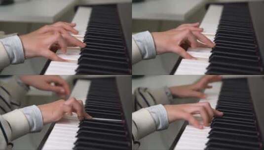 青少年弹钢琴的手部特写高清在线视频素材下载