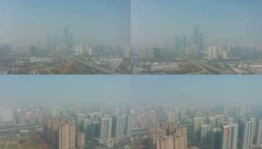 城市雾霾4k航拍高清在线视频素材下载