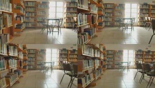 反向参观装满书的图书馆高清在线视频素材下载