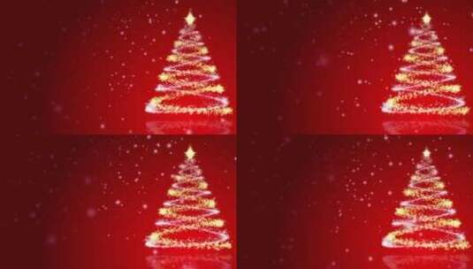 红色背景循环上的圣诞树高清在线视频素材下载