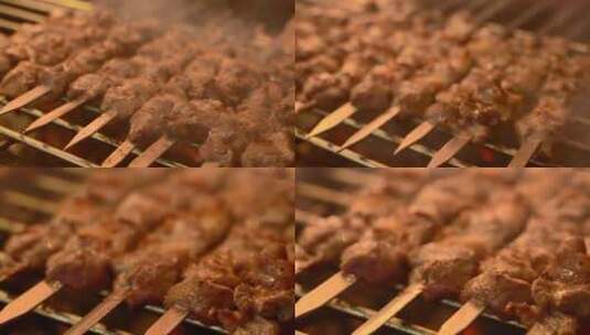 新疆美食烤羊肉串4K高清在线视频素材下载
