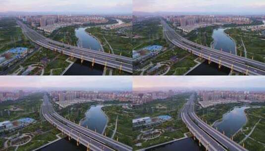 中国内蒙古呼和浩特市牛角桥风光航拍高清在线视频素材下载