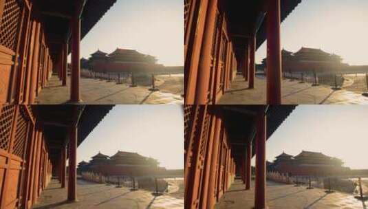 北京故宫走廊中的午门高清在线视频素材下载