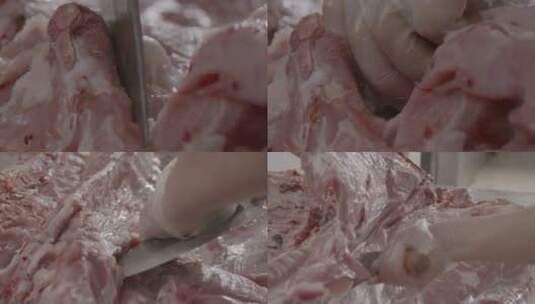 猪肉档猪肉佬烤猪烧腊做烧猪腌猪肉切猪肉高清在线视频素材下载
