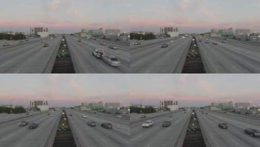 洛杉矶夕阳日落航拍交通车流高清在线视频素材下载