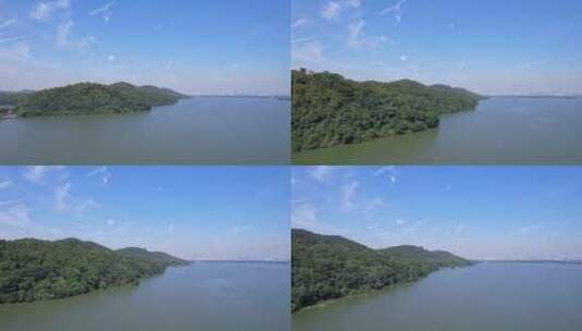 4K湖北武汉东湖磨山航拍山与水高清在线视频素材下载