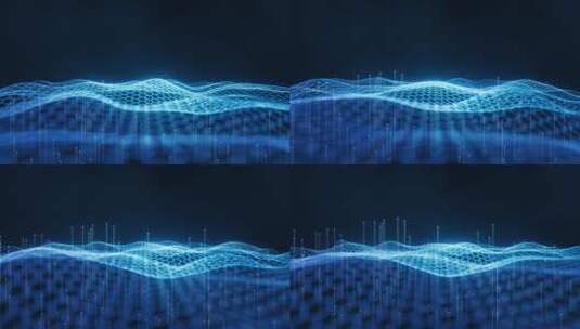 六边形科技网格与粒子线条3D渲染高清在线视频素材下载