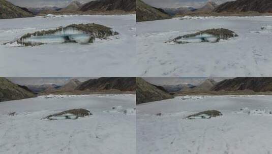 来古冰川冬季无人机航拍冬天西藏蓝冰4K高清在线视频素材下载
