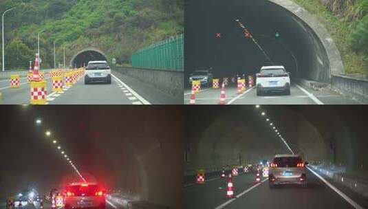 公路指示牌道路养护高速公路分流修建隧道高清在线视频素材下载