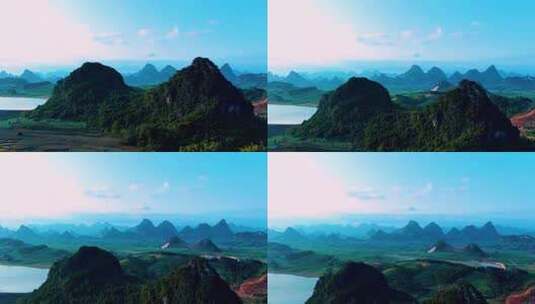 4K航拍广西柳州壮族村落山川风光高清在线视频素材下载