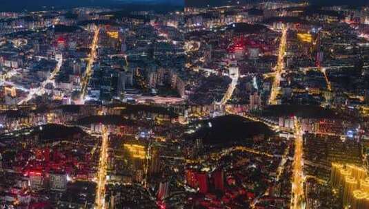 郴州市区航拍夜景延时高清在线视频素材下载