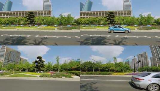 白天杭州市市心北路车左行车空镜高清在线视频素材下载