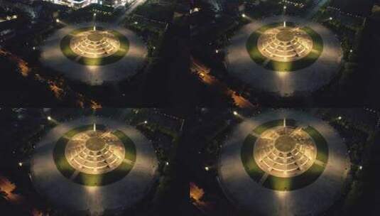 西安隋唐天坛遗址公园夜景航拍高清在线视频素材下载