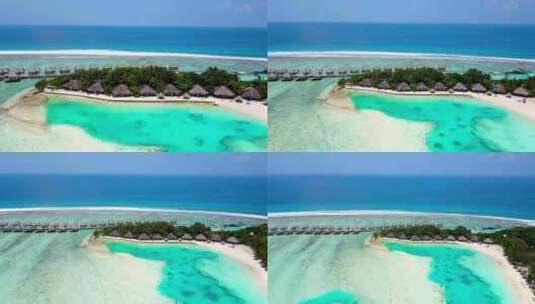 航拍海岛度假酒店沙滩海浪绿树大海马尔代夫高清在线视频素材下载