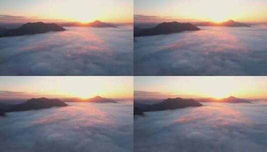 夕阳下天空中的云海高清在线视频素材下载