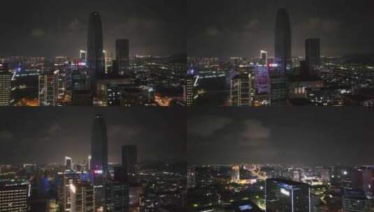 台州CBD夜景航拍高清在线视频素材下载