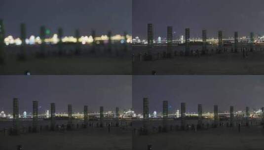 温州瓯江畔步道夜景风光高清在线视频素材下载