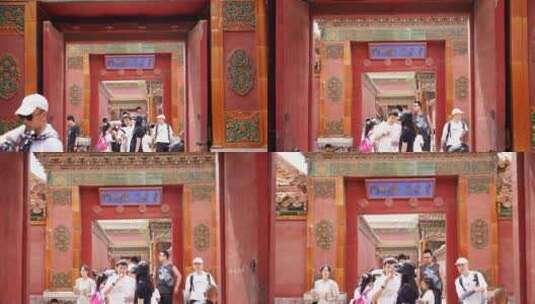 北京故宫内游客人群高清在线视频素材下载