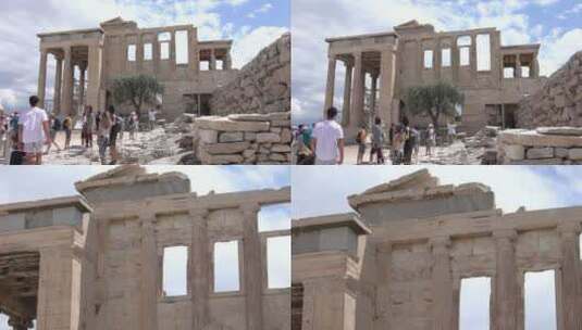 希腊帕特农神庙建筑古迹特写镜头高清在线视频素材下载