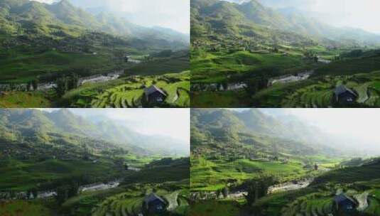 云和阴影掠过越南萨帕的梯田山谷5高清在线视频素材下载