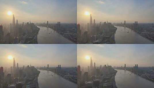 日落中的建筑，航拍中国高清在线视频素材下载
